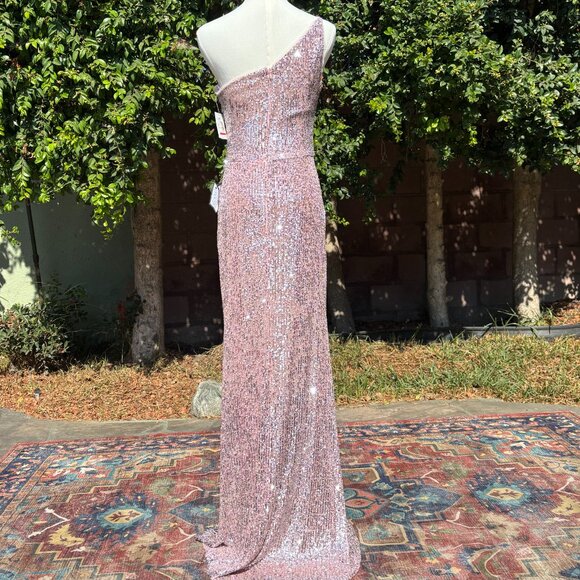 Xscape NWT Blush Pink Sequin One Shoulder Gown Floor Length Prom - Picture 7 of 9